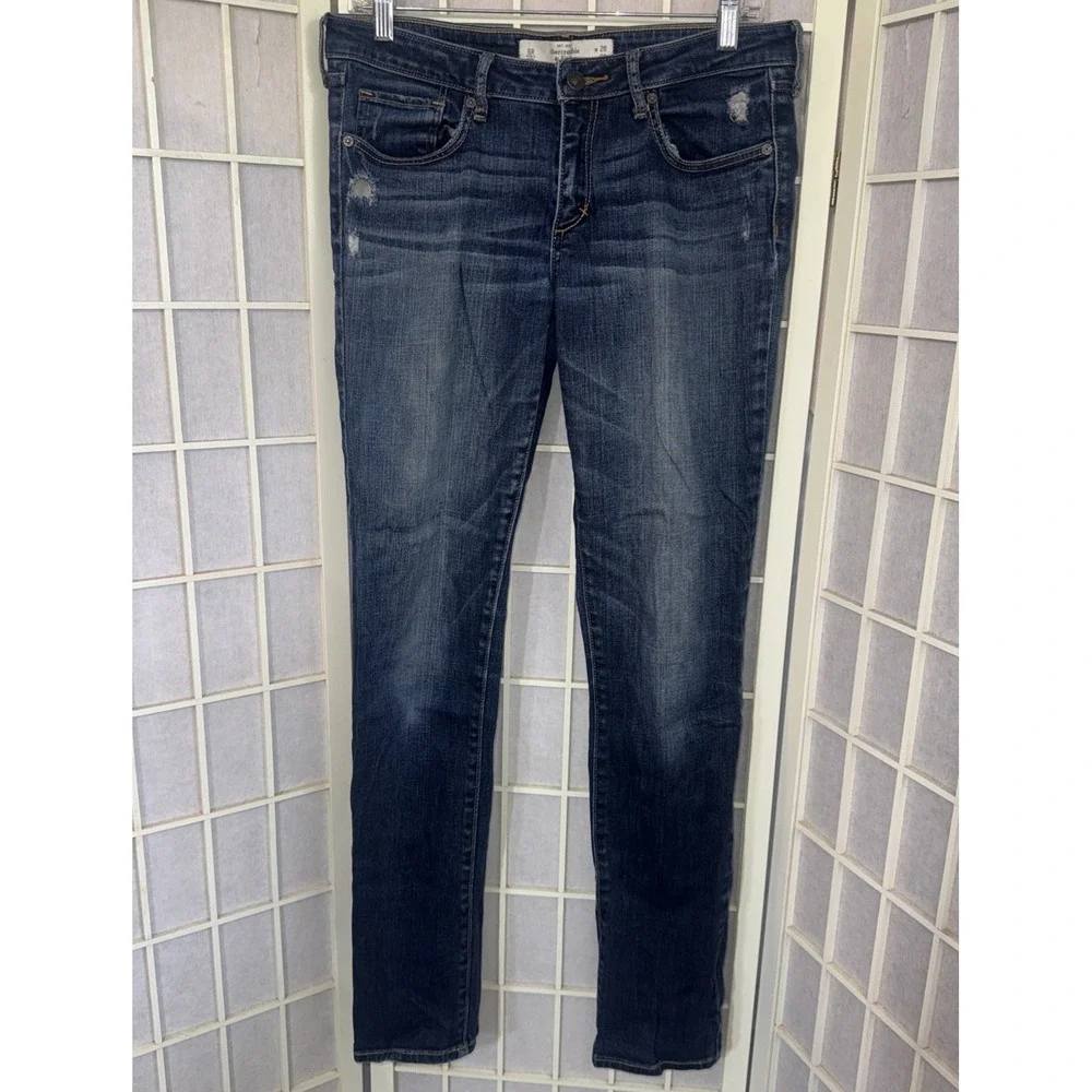 Abercrombie Distressed Y2K Preppy Blue The A & F Skinny Jeans Women Size 28 | 6R